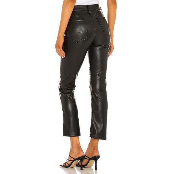 Mother The Insider Ankle Size 27 Wax On Wax Off Black Faux Leather Pants Jeans - Picture 7 of 16